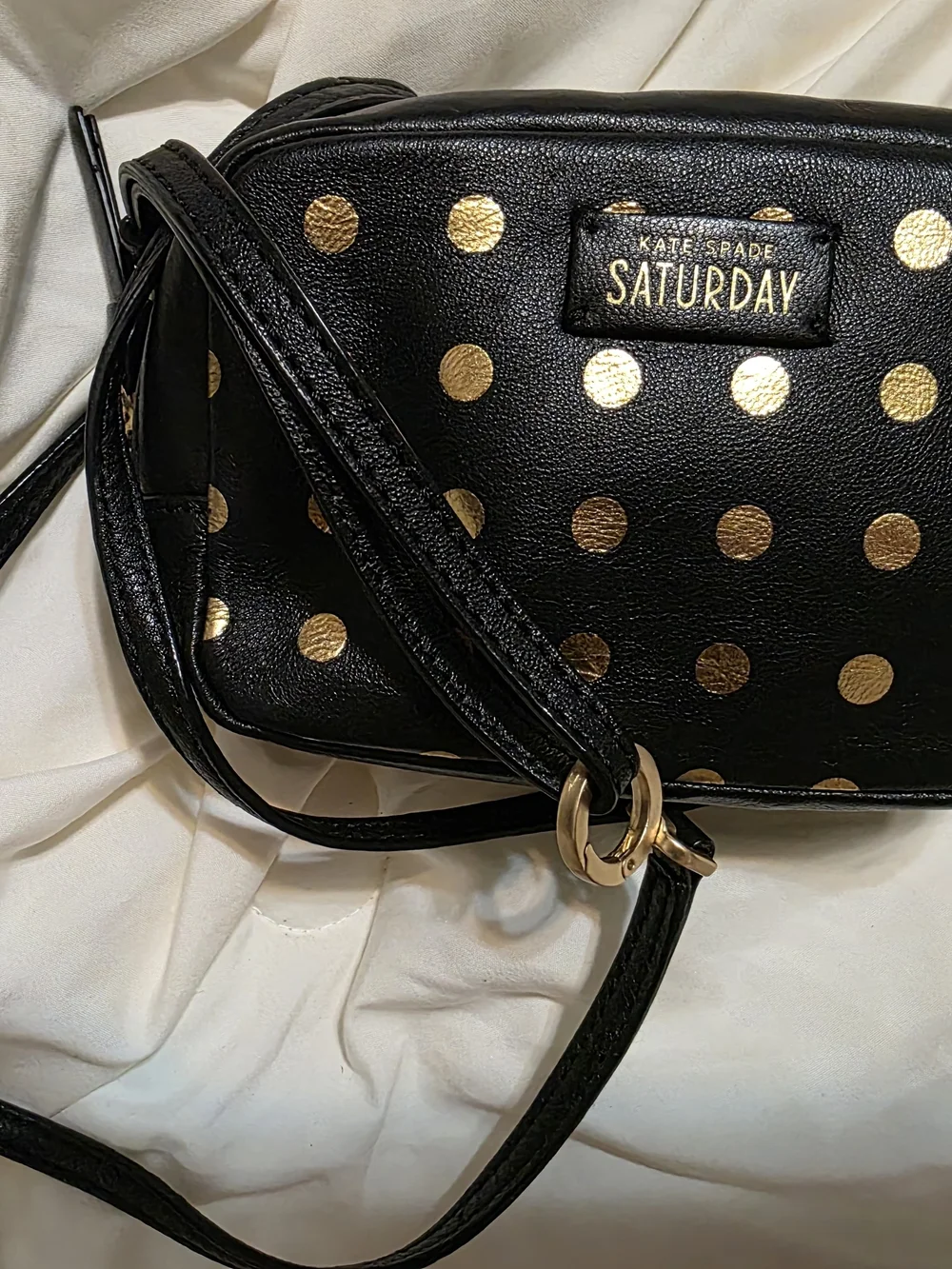 Kate Spade Saturday Black & Gold Polka Dot Crossbody Bag